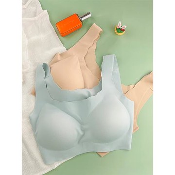 無痕內衣女 美背乳膠背心式冰絲小胸聚攏 文胸少女無鋼圈夏季薄款