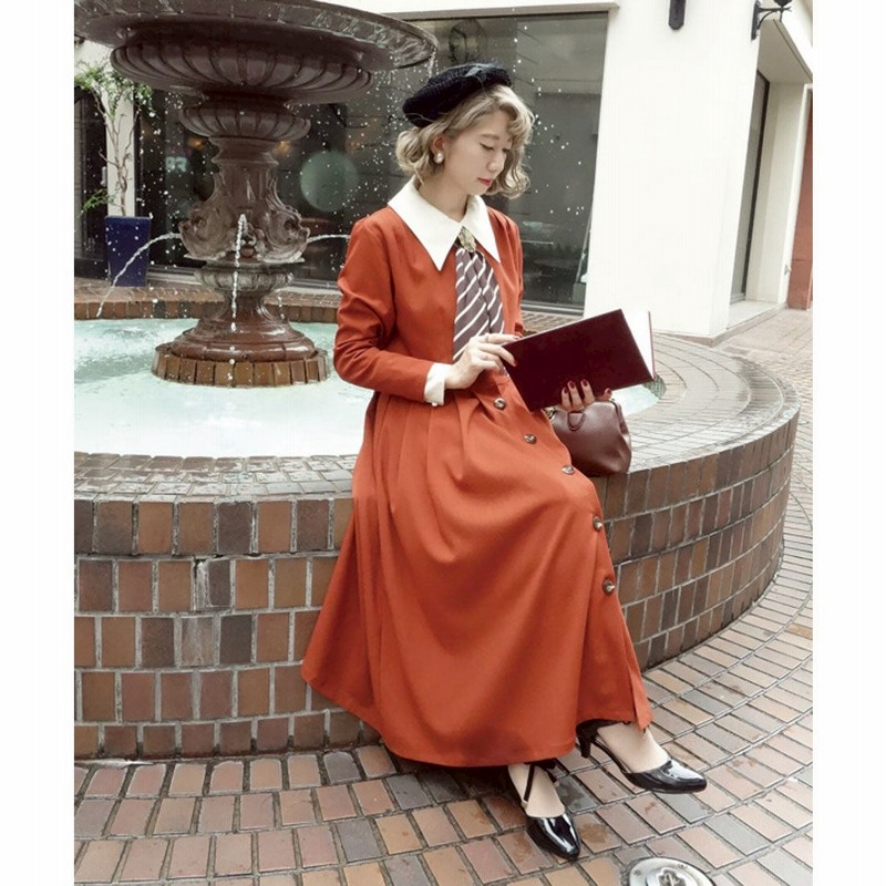 フィント F I N T ストライプスカーフ付きワンピース D Orange 通販 Lineポイント最大9 0 Get Lineショッピング
