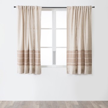 HOLA 和樂家居 拼接緹花半腰窗簾 2.4kg  165 x 270 x 0.2cm  彌月咖  1個