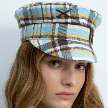 Ruslan Baginskiy RB字撞色格紋棉布軍帽 - S