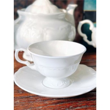 出口英國 魚盤 湯盤浮雕咖啡與茶兼用杯白骨質瓷 下午茶具 茶壺