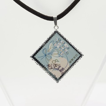花卉郵票玻璃彩繪（stained glass）墜飾