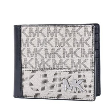 MICHAEL KORS Cooper 同色金屬標防刮LOGO證件六卡短夾-灰色
