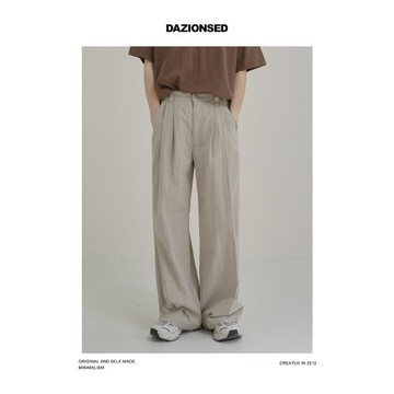 DAZO偏薄款拖地男生垂墜休閑長褲