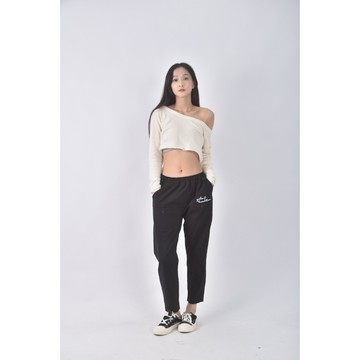 (XL) 高腰寬鬆黑色長褲二手衣