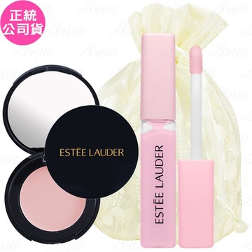 【即期品】ESTEE LAUDER 雅詩蘭黛 粉嫩慾望潤色護唇膏(1.6g)(內附鏡子)+粉嫩慾望全效修護唇膜(4.6ml)旅行袋組(公司貨)