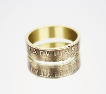 拉脫維亞硬幣戒指 20 生丁 1992 年男士硬幣戒指 女士硬幣戒指