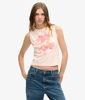 Superdry Women's Women's x Komodo Vintage Vest Top Pink / Pink Clay - Size: 12 Size: 8