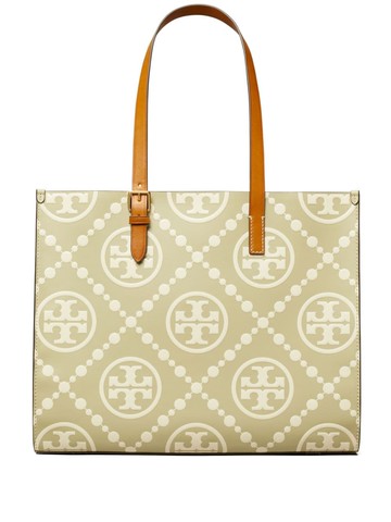 Tory Burch - T Monogram leather tote bag - women - Leather - One Size - Green