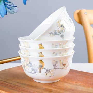 6只裝景德鎮輕奢創意家用骨瓷中式吃飯高腳碗陶瓷大號米飯碗面碗