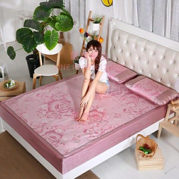 冰絲涼席三件套可折疊單人席1.2米學生席空調清涼舒適軟席子【聚寶屋】