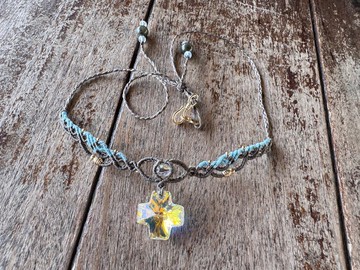 230507 Macrame Swarovski 編織 頸鍊