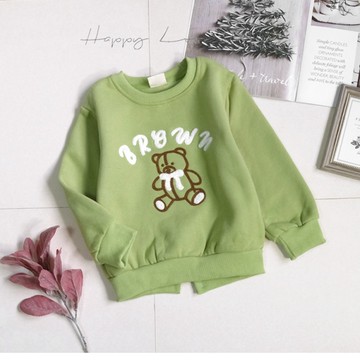 厚款 可愛禮物小熊毛線繡厚磅刷毛上衣 秋冬童裝 女童上衣 女童長袖 女童棉T 長袖上衣 秋冬刷毛