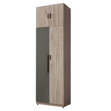 文創集 黛妮亞雙色2.5尺四門雙吊加高衣櫃組合-76x57x257cm免組