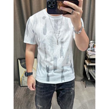 棉麻短袖t恤衫男士2025夏季新款高端男裝卡通印花薄款麻料上衣潮