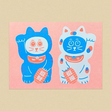 招財招福貓/招き猫/孔版印刷明信片