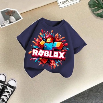 兒童冰絲短袖上衣我的世界和ROBLOX男童短袖寬鬆t恤潮爆款卡通夏季半袖洋氣打底