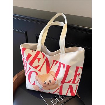 泰國GentleWoman新款潮黃油小熊帆布托特包包女大容量通勤單肩包