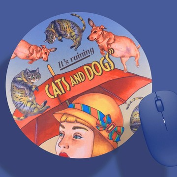 下貓下狗的雨天 - 薄型滑鼠墊