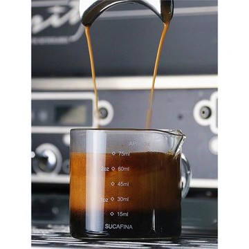 玻璃盎司杯意式濃縮咖啡量杯 4種刻度換算帶刻度木柄量杯45ml