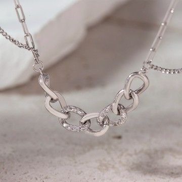 [925純銀]MARIGOLD華麗七重奏雙層項鍊-銀