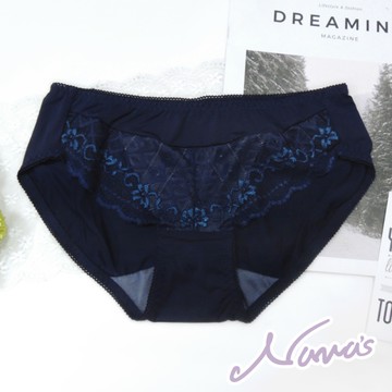 【露娜斯】羅曼花燦。貼身舒適包臀透氣三角內褲【深藍】台灣製P8889