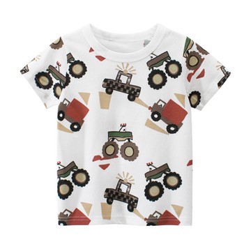 27KIDS - 純棉短袖上衣-車燈開啟-米白色