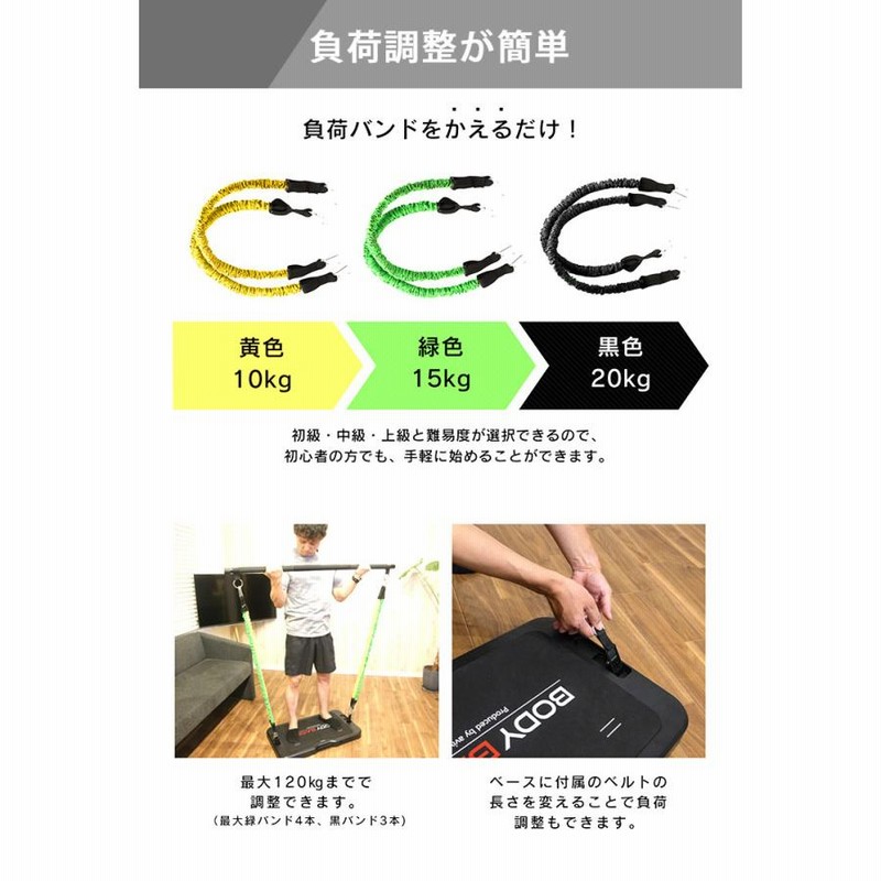 BODYBASE 　筋トレ　ダイエット　姿勢改善　黒バンド付き BODYBASE 基本パッケージ 筋トレ 自宅 トレーニング器具 | LINE