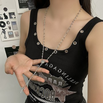 【台灣公司 可打統編】免運 歐美復古十字架串珠長款項鏈女小眾設計感個性y2k毛衣鏈百搭項飾 可開發票 全館五折 工廠現貨直銷 新品特價 z9211