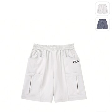 【FILA】KIDS 孩童款 平織五分短褲-灰色 1SHY-4325-GY
