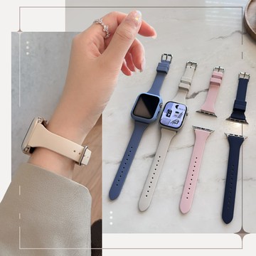 簡約耐看的素色矽膠錶帶 適用Apple Watch S1~8代 替換錶帶 iWatch 手錶帶 Unicorn