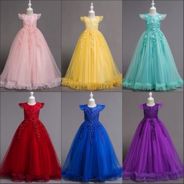 大女童禮服公主裙花童婚紗兒童晚禮服女孩鋼琴表演出服拖地長款裙