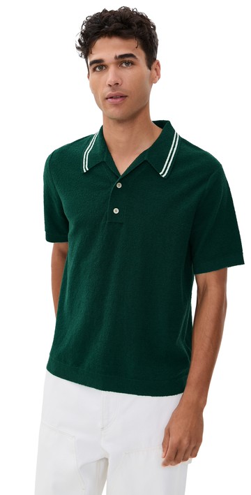 Wax London Albion Boucle Polo Green XXL