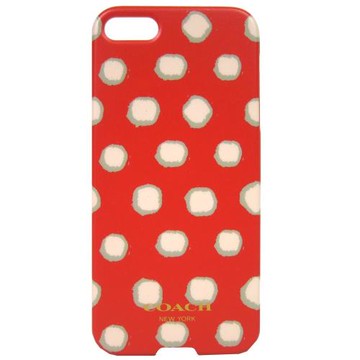 COACH 圓點塗鴉 iPhone 5 手機保護殼(紅白)