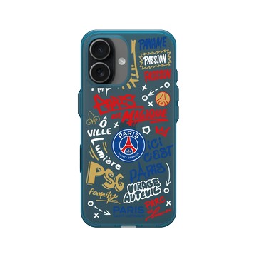 iPhone 17 Clear (相機按鈕) 夜幕藍 - PSG - Paris Saint-Germain - 塗鴉風