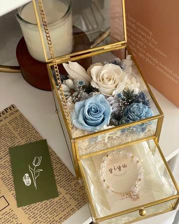 【雙層永生花寶盒】七夕花禮 生日花禮永生花禮 初日花藝