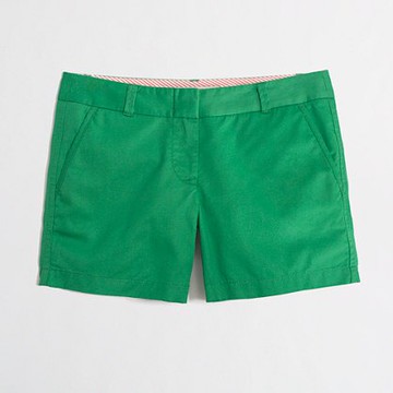 美國百分百【全新真品 】J.Crew 短褲 褲子 JC 休閒 Chino 經典 百慕達 5" 純棉 薄 青草綠 0 2 4號 F143
