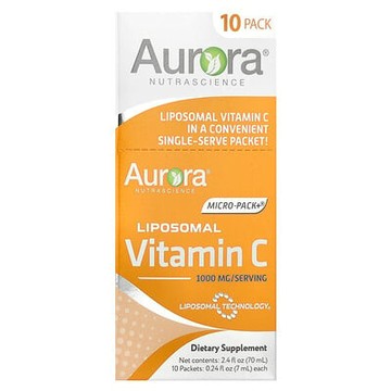 Aurora Nutrascience, Mega-Pack+®，脂質體維生素 C，1000 毫克，10 包，每包 0.24 液量盎司（7 毫升）