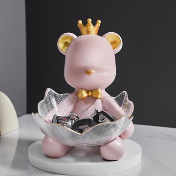 樂天精選~暴力小熊入戶玄關鑰匙收納擺件進門入門鞋櫃客廳果盤喬遷新居禮品 雙11全館免運