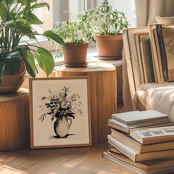 墨影花語 Inked Bouquet / 當代插畫花卉海報 掛畫