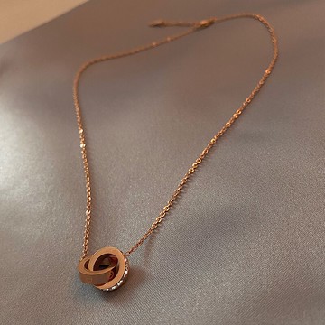 鈦鋼項鏈女輕奢小眾百搭雙環扣鎖骨鏈網紅配飾氣質簡約設計感頸鏈