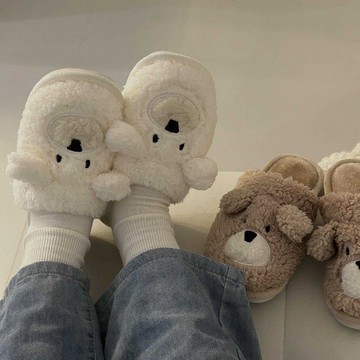 🔥臺灣出貨🔥下殺情侶可愛卡通室內居家 交換禮物 棉拖鞋男女女韓國新款預購小熊保暖防滑毛絨拖鞋