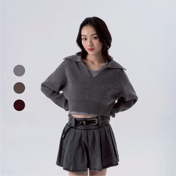 50% Fifty Percent｜兩件式翻領毛織上衣｜02582721002