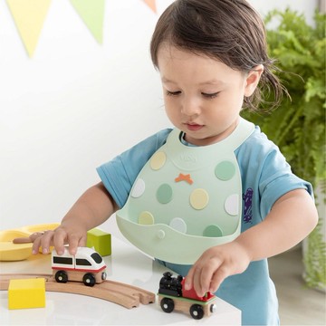 JOY 便攜式矽膠圍兜 (療癒圓點) | 防水防油不漏接