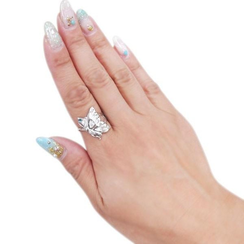 クローバージュエリー出品一覧ブルートパーズ ダイヤモンド K18 蝶々 バタフライ ダイヤ リング 指輪