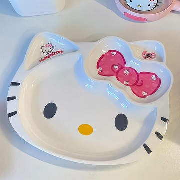 kitty餐盤 kitty可愛餐盤新款分格盤少女心耐高溫薯條零食沙拉點心盤家用