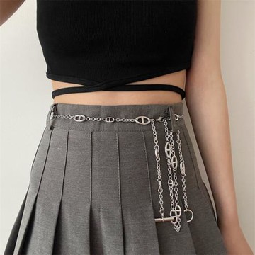 柳吳偉高級感金屬腰鏈配飾女夏季百搭銀色配連衣裙裙子腰帶小香風