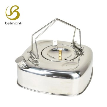 日本Belmont 2.8L 方形茶壺BM-294 附濾網 直火/IH適用 可堆疊 戶外露營用 不鏽鋼煮水壺 泡茶壺 Belmont 方型茶壺2.8L BM-294