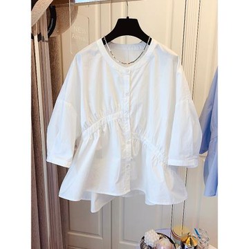 夏季女裝韓版批新款發文藝學生拼接娃娃襯衣時尚減齡寬松大碼襯衫