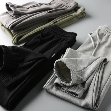 不臃腫！外貿尾單舒適全棉毛圈布衛褲運動褲松緊系帶束腳休閑褲潮